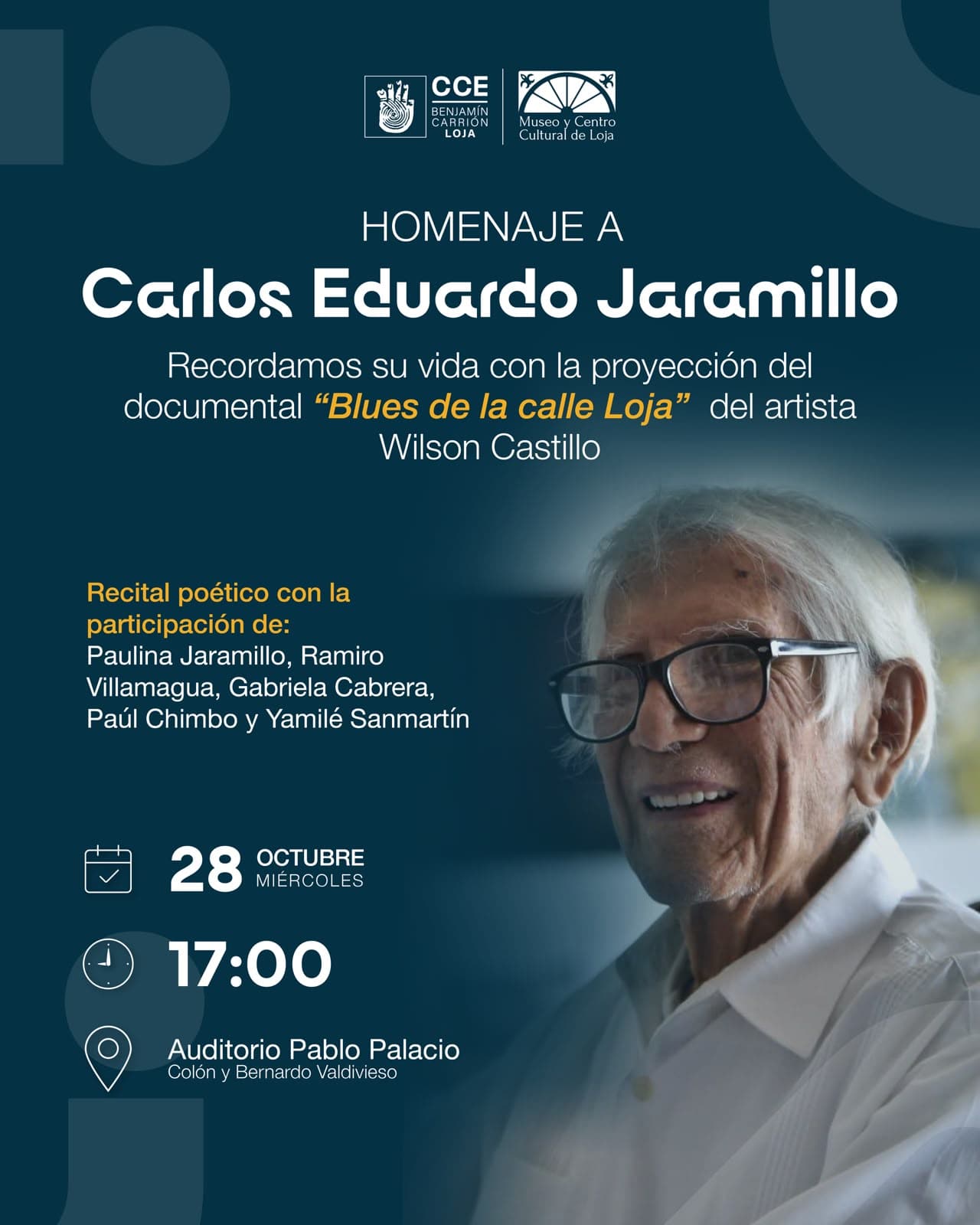 Afiche de Homenaje a Carlos Eduardo Jaramillo en Loja